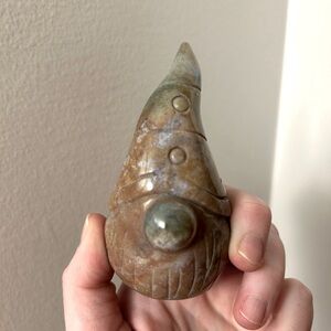 Carved crystal ocean Jasper gnome